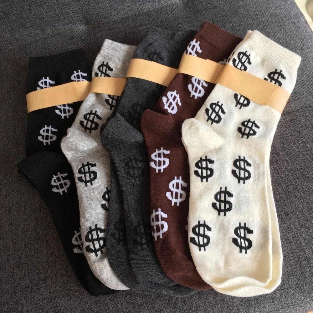 Novelty Dollar Sign Socks, Neutral Colors (1 Pair), Adult Size
